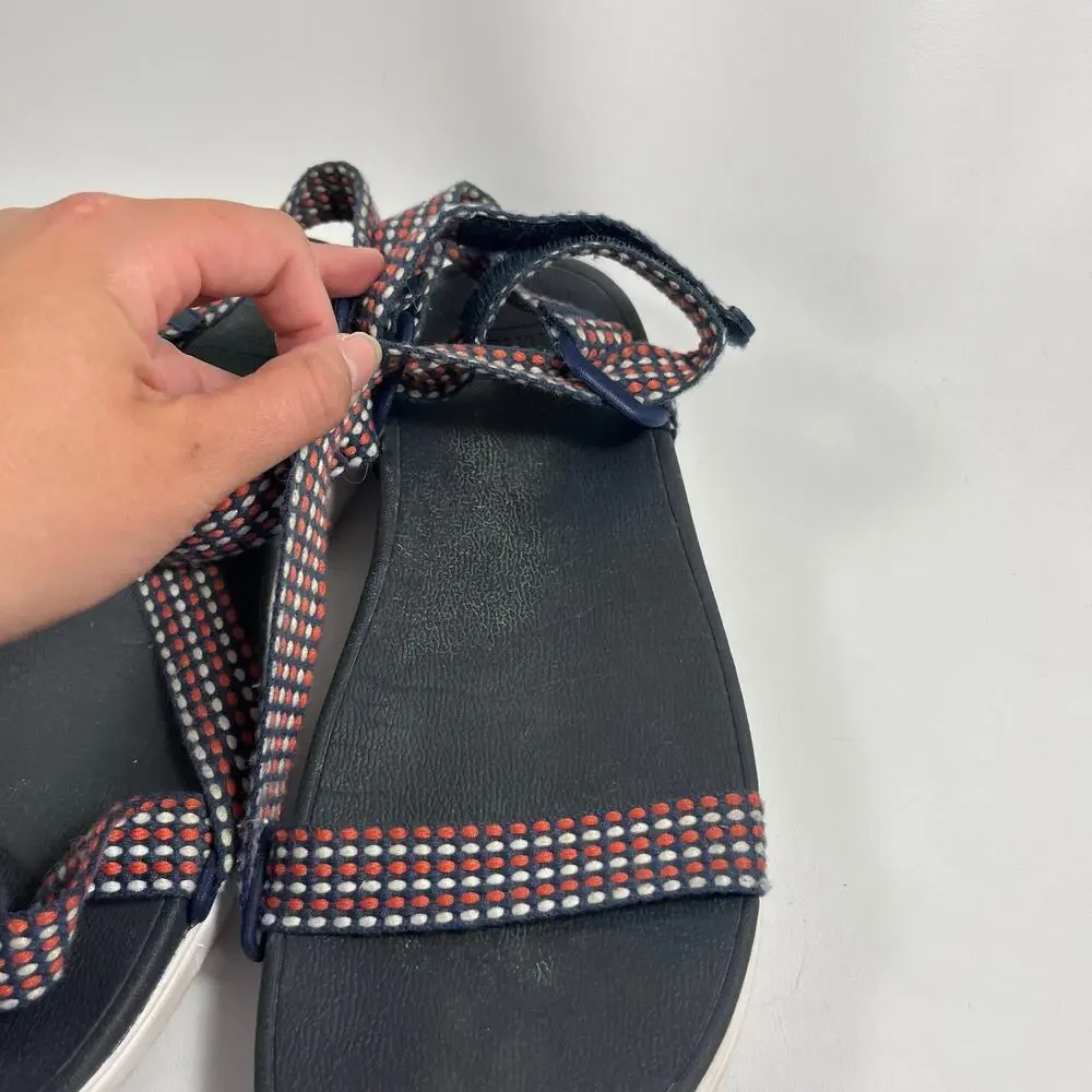 Fitflop Z Strap Sandals 9 Comfort Casual Blue Red Summer Classic Beach